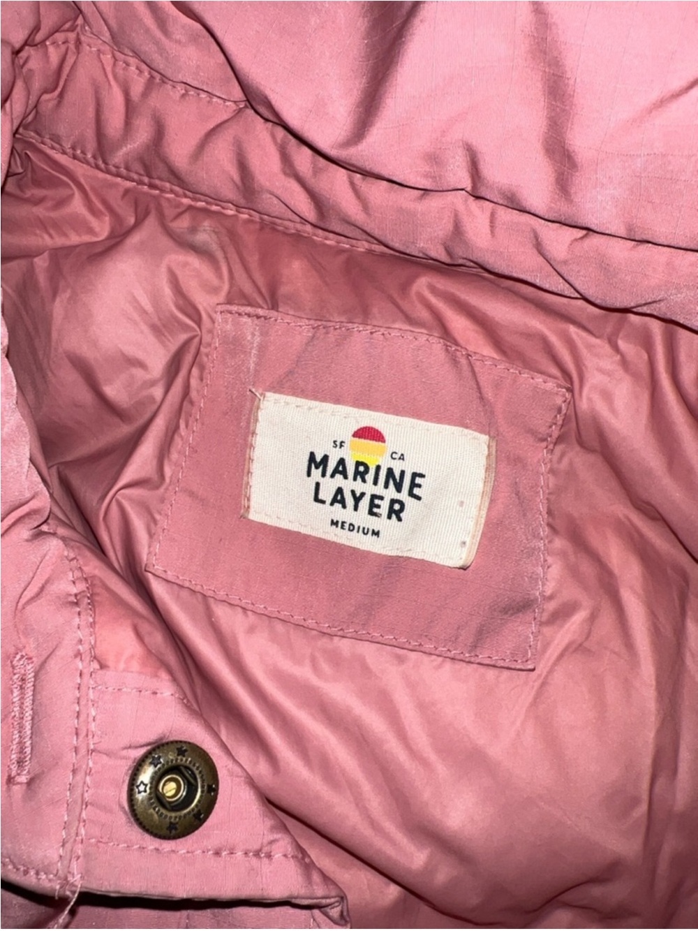 Marine Layer Quilted Pink Puffer Jacket - Picture 6 of 7